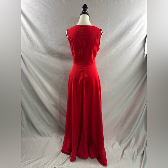 LAST ONE 🔥 A- Line High Low Ruffle Hem Dress Red* - Picture 8 of 8